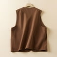 thumbnail image 5 of Nrmvnmi Women's Sleeveless Cotton Linen Vest Solid Color Button Down V Neck Waistcoat Button closure Jacket With Pockets Coffee, 5 of 9