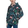 thumbnail image 2 of Picia Flamingos And Birds Pattern Youth Hoodie - Warm Pullover Sweatshirt with Kangaroo Pocket, Ideal for Boys and Girls-Large, 2 of 6