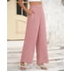 thumbnail image 5 of Pantalones anchos BTFBM para mujer, elásticos, cintura alta, color rosa palazzo, 5 of 9