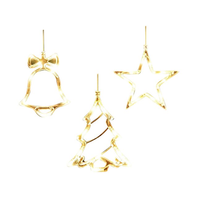 Under 10 Hangs 3Pcs Christmas Window Lights Decorations Battery Powered Christmas Window Hanging Warm White Lighted Tree Bell Star Shaped LED Sucker Lamp for Xmas Tree Fireplace Window