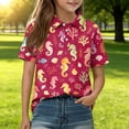 thumbnail image 2 of Grblisyd Girls Polo Shirt Cute Animal Print School Uniform Short Sleeve Button Closure Tops for Girls 10-12 Years, 2 of 6