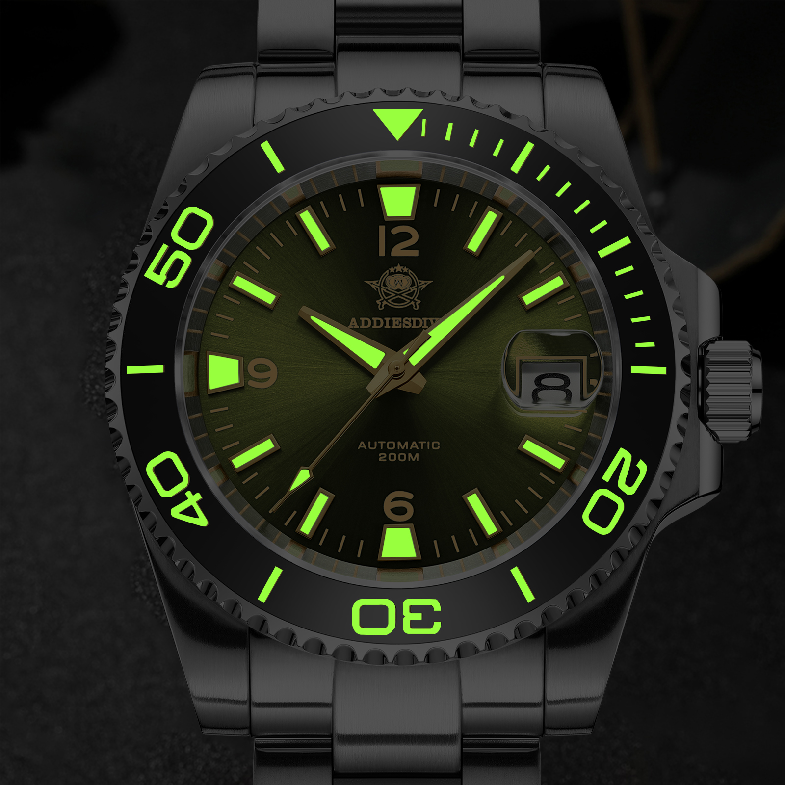 ADDIESDIVE Automatic Dive Watch for Men with NH35A Movement, Sapphire Crystal, Ceramic Bezel, 200M Waterproof, Super Luminous