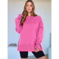 thumbnail image 2 of Women Oversized Sweatshirts Thumbhole Long Sleeve Hoodies Shirts Fall Side Slit Pullover Top Y2k Outfits Glitter Pink M, 2 of 8