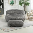 thumbnail image 6 of Comfort Bean Bag Chair with Ottoman,Modern Fluffy Beanbag Chair for Adults and Kids, Durable Lounger Lazy Sofa Chairs for Bedroom, Living Room,Gray, 6 of 7