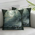 thumbnail image 3 of BANET Throw Pillow Pack of 2, Full Moon Birds Old Balcony Burning Candle Night View Art, Zippered Double-Side Digital Print Decor, Grey Brown 12x12in, 3 of 7