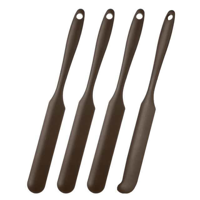 4Pcs Espátula de Silicona para Tarros, Espátula Resistente al Calor para Mermeladas, Botellas, Herramientas de Cocina y Mezcla (Café Oscuro)