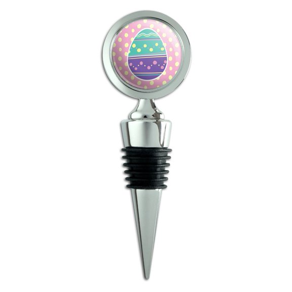 Cute Easter Egg Turquoise Purple Polka Dots Wine Bottle Stopper
