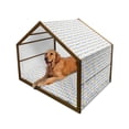 thumbnail image 1 of Cartoon Pet House, Footprints Pattern in Many Tones Abstract Design Feet Seamless Illustration, Outdoor & Indoor Portable Dog Kennel with Pillow and Cover, 5 Sizes, Multicolor, by Ambesonne, 1 of 4