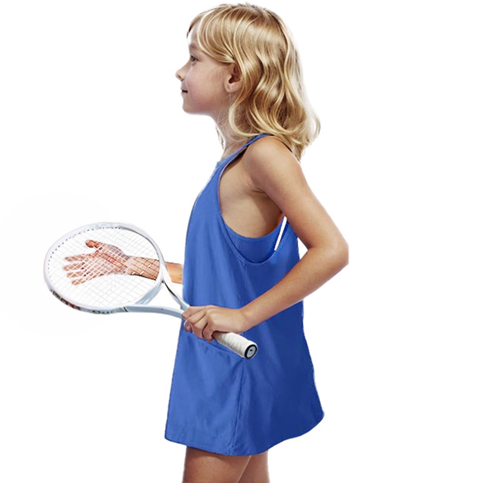 IFNND Kids Girls Summer Sleeveless Mini Dress Athletic Dress Spaghetti Strap Short Tennis Dress with Pockets