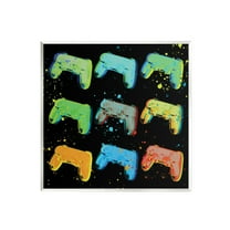 Stupell Industries Neon Pop Style Gaming Controllers Paint Splatter Graphic Art Unframed Art Print Wall Art, Design by Daphne Polselli