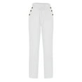 thumbnail image 5 of 2pc Linen Pants for Women Straight Leg Elastic Waist Drawstring Trousers with Pockets Solid Color Pants (XL, White), 5 of 7