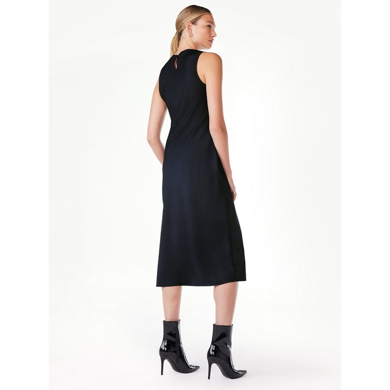 Scoop Women's Sleeveless Satin Midi Tank Dress, Sizes XS-XXL