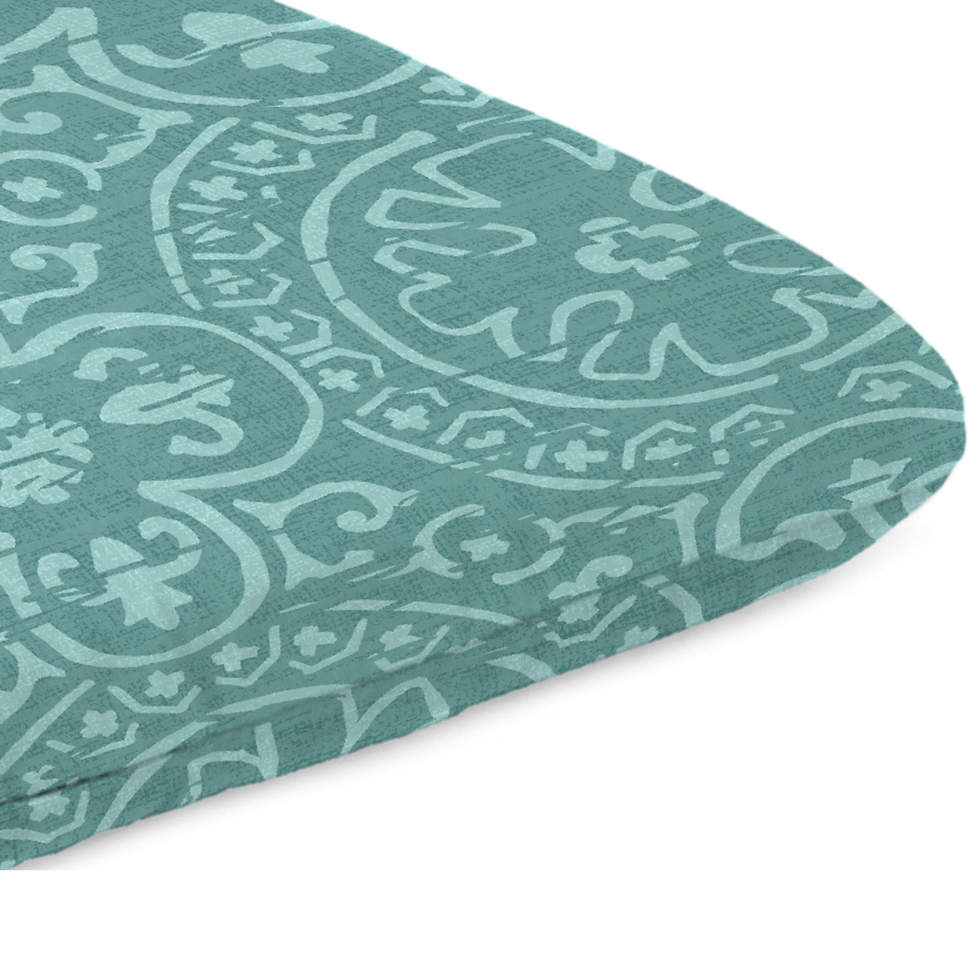 Jordan Manufacturing 18" x 19" Quasi Zinc Turquoise Geometric Rectangular Knife Edge Outdoor Chair Pad Seat Cushion with Ties