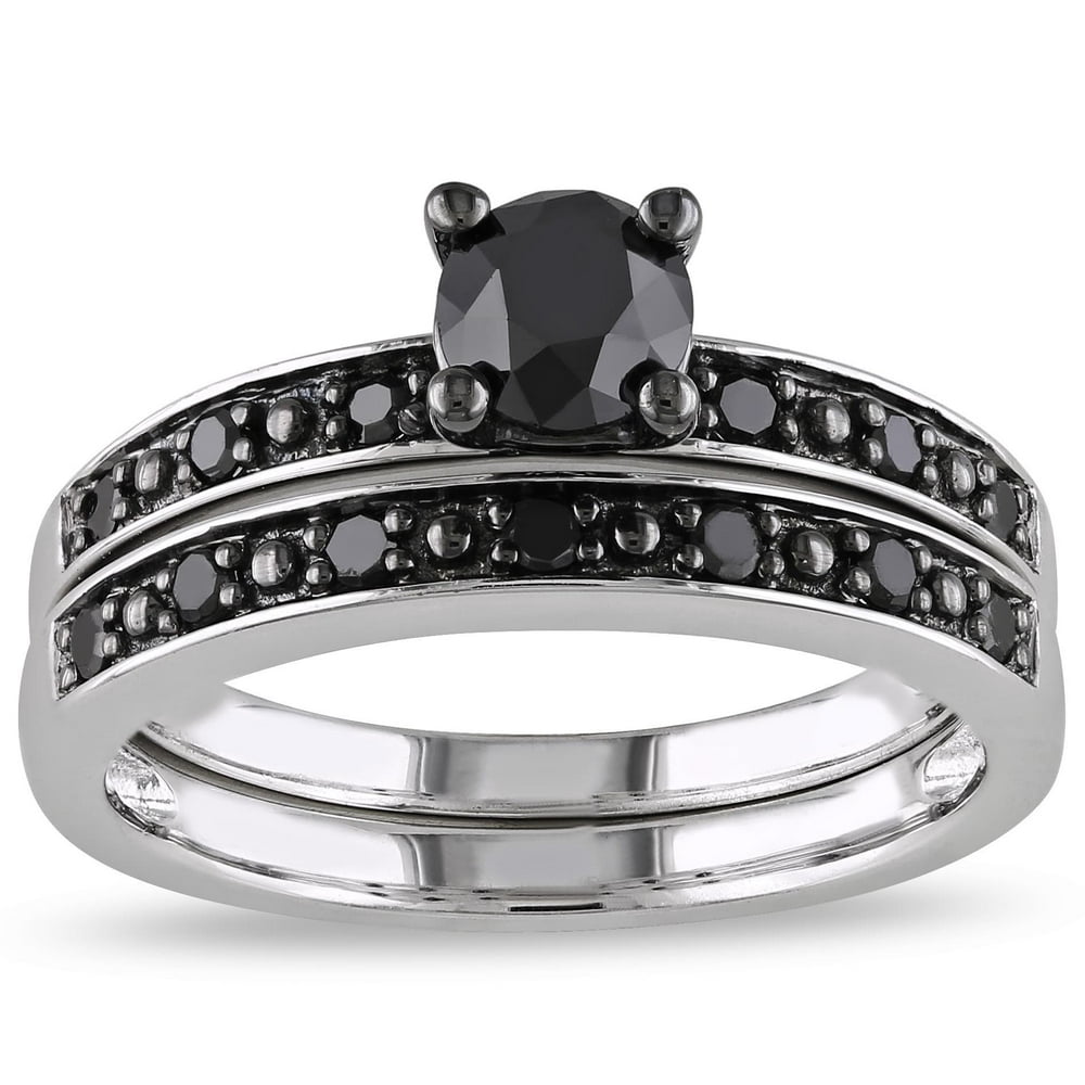 Miadora Silver and Black Rhodiumplated 1 CT Black