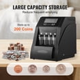 thumbnail image 3 of VEVOR USD Coin Sorter, Coin Counter Machine for 4 Kinds of USD Coins, Coin Sorter and Wrapper Machine Holds up to 200 Coins, LCD Screen Display Coin Storage Included 4 Coin Tubes and Boxes, 3 of 9