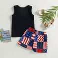 thumbnail image 3 of Toddler Baby Boy 4th of July Outfit Sleeveless Tank Tops Flag Stars Stripe Print Shorts Independence Day Clothes, 3 of 7