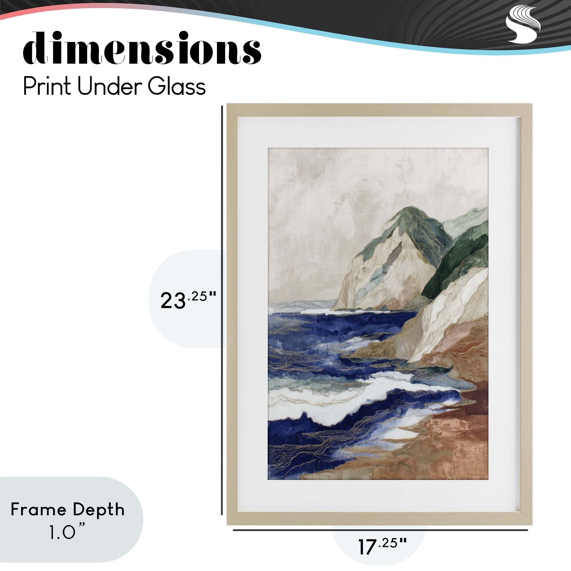 Stupell Industries Cliff Next To The Sea Birch Framed Print Under Glass, design by Chromatic Storm Studio