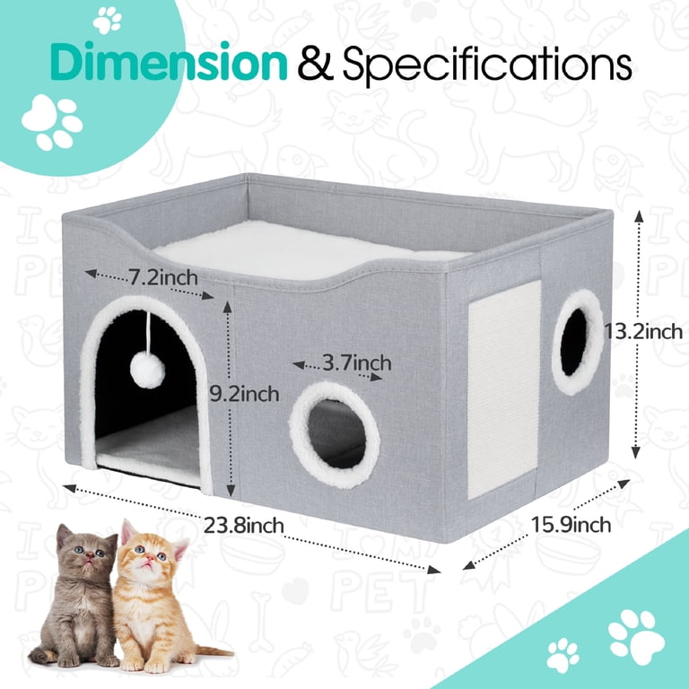Large Foldable Cat Cave Bed with Scratch Pad and Plush Ball photo 8