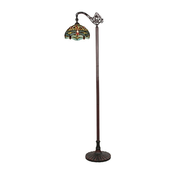 CHLOE Lighting EMPRESS Dragonfly Tiffany-style Dark Bronze 1 Light Reading Floor Lamp 11" Wide
