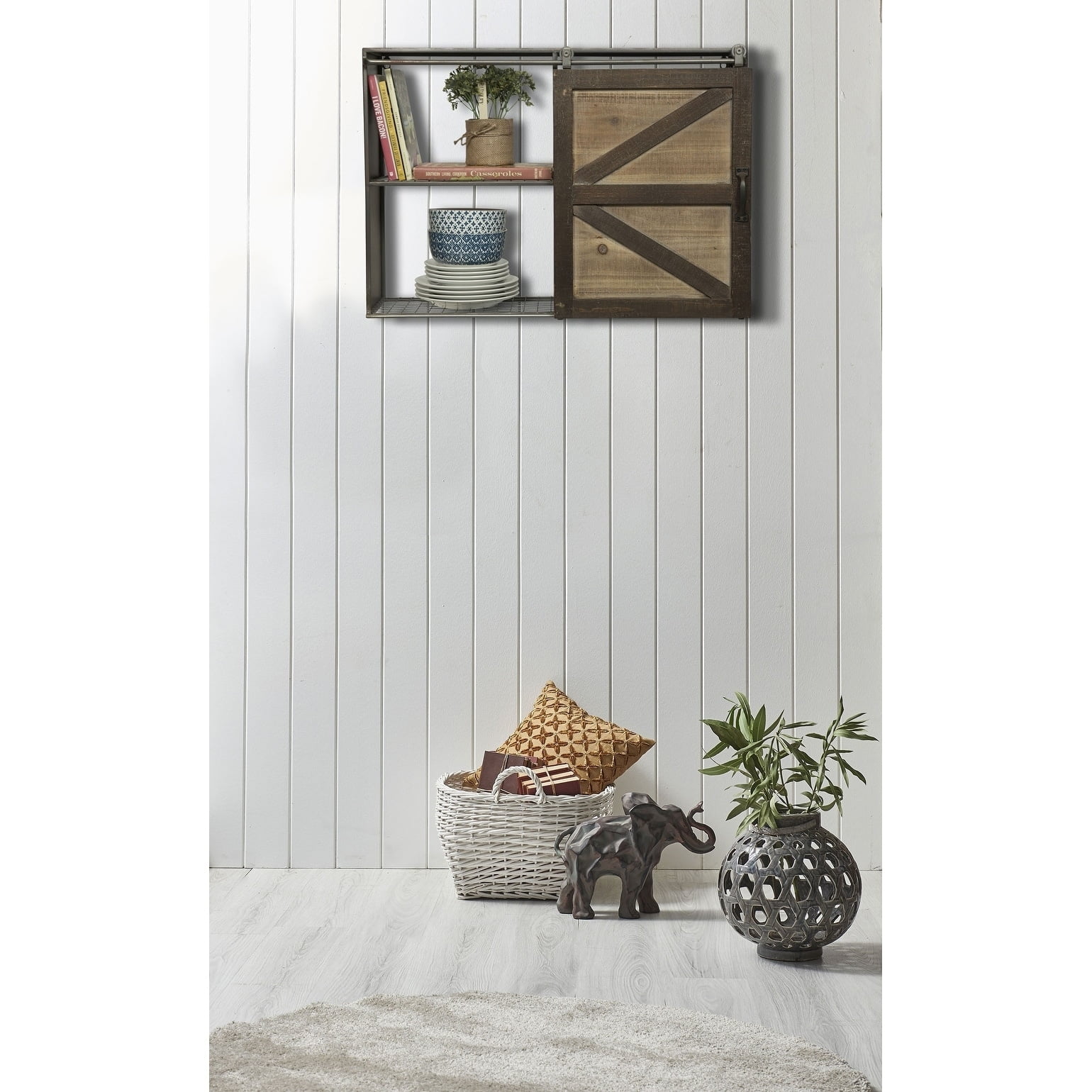 Gallery Solutions Farmhouse Sliding Barn Door Storage Cabinet