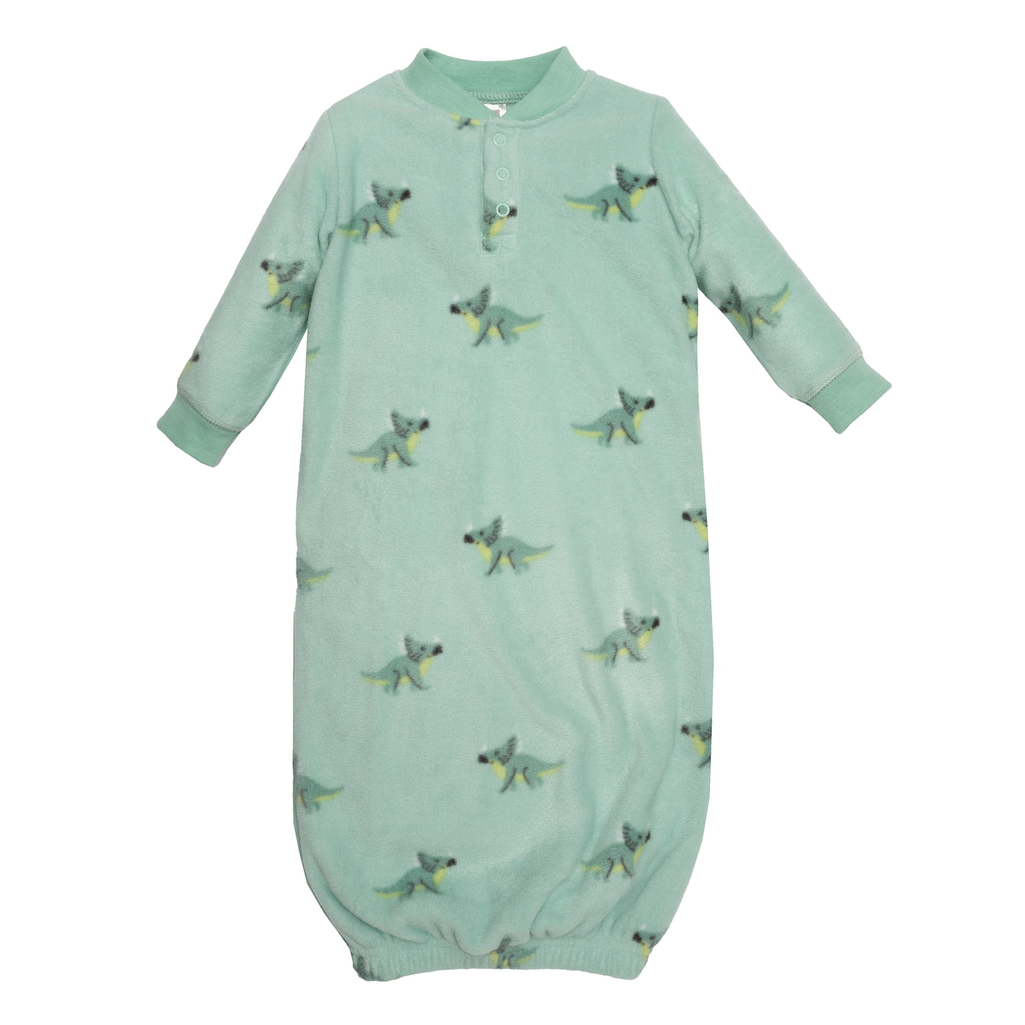Hudson Baby Infant Boys Fleece Gowns, Cheerful Dino Friends, 0-6 Months