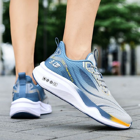 XIMIN Men's Lace Up Sports Breathable Mesh Travel Shoes Casual Walking on Slip Athletic Gym Workout Shoes Lightweight Breathable Sneakers Footwear