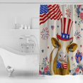 thumbnail image 2 of 4th of July Shower Curtain American Flag Cow Patriotic Shower Curtains for Bathroom Decor Independence Day Stars Hats Stripes Poppy Bath Curtains Sets with Hooks Waterproof Small Stall Size 36" x 72", 2 of 6