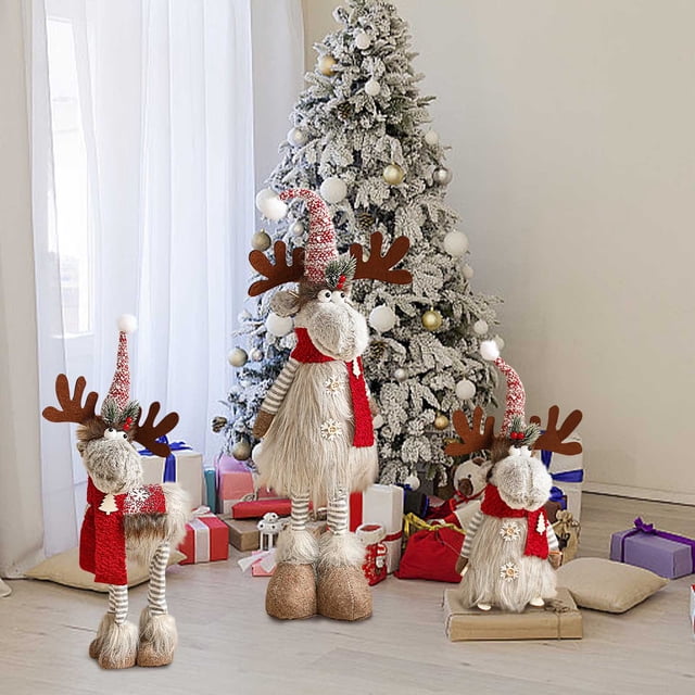 Fiudx Figura de Peluche de Ciervo Navideño, Decoración Festiva para Ventanas, Elegante Detalle Interior, Alegría Navideña, Ambiente para Dormitorio y Oficina, Incluye 1 Muñeco.