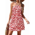 thumbnail image 3 of PRETTYGARDEN Womens Summer Halter Mini Dress Sleeveless Boho Floral Short Sundress Casual Flowy Beach Dresses, 3 of 10