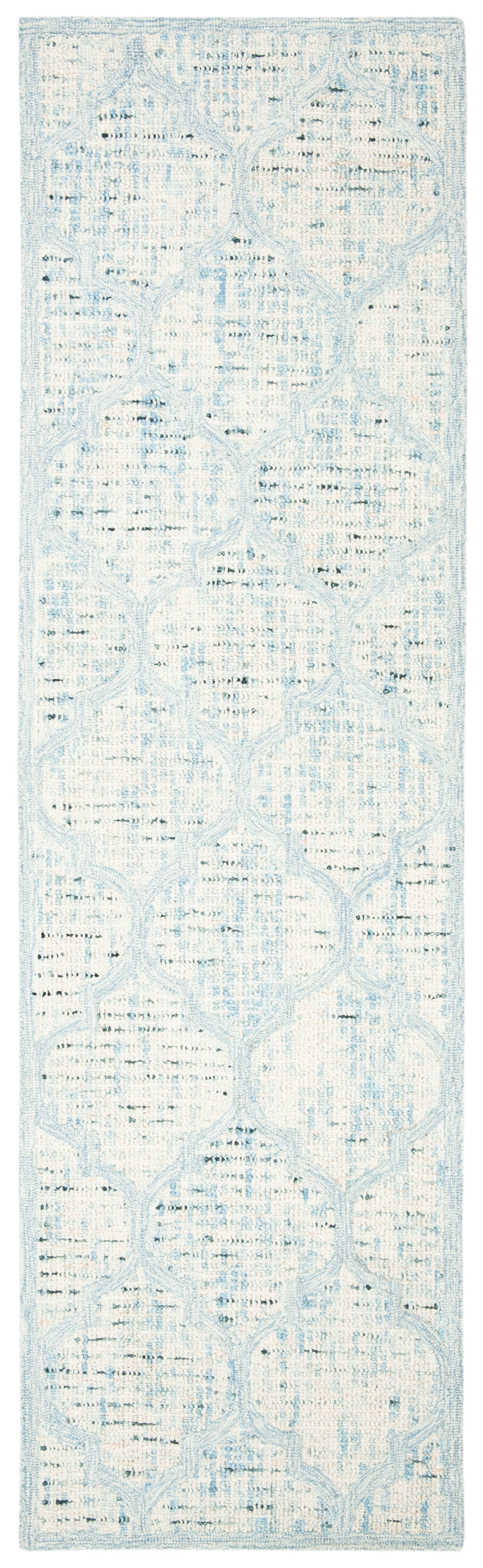 SAFAVIEH Abstract Clarette Geometric Wool Runner Rug, Ivory/Turquoise, 2'3" x 8'