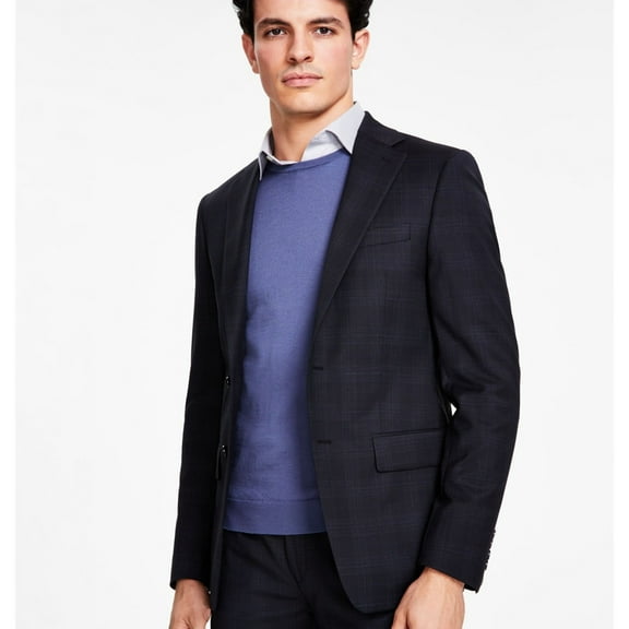Calvin Klein Mens Checkered Two Button Blazer Jacket, Multicoloured, 36 Regular