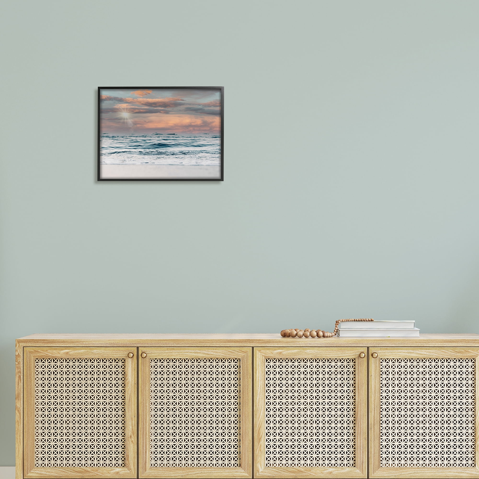 Stupell Industries Cloudy Morning Red Sky Beach Horizon Design, 20 x 16, Design by Tara Moss