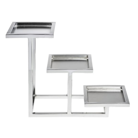 HUBERT® Cerve Collection Chrome 3-Tiered Medium Square Bowl Stand - 6"L x 16"W x 11"H