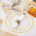 thumbnail image 6 of 350PCS Clear Gold Plastic Dinnerware Set for 50 Guests, Fancy Disposable Plates for Party, Include: 50 Dinner Plates, 50 Dessert Plates, 50 Pre Rolled Napkins with Gold Silverware, 50 Cups, 6 of 14