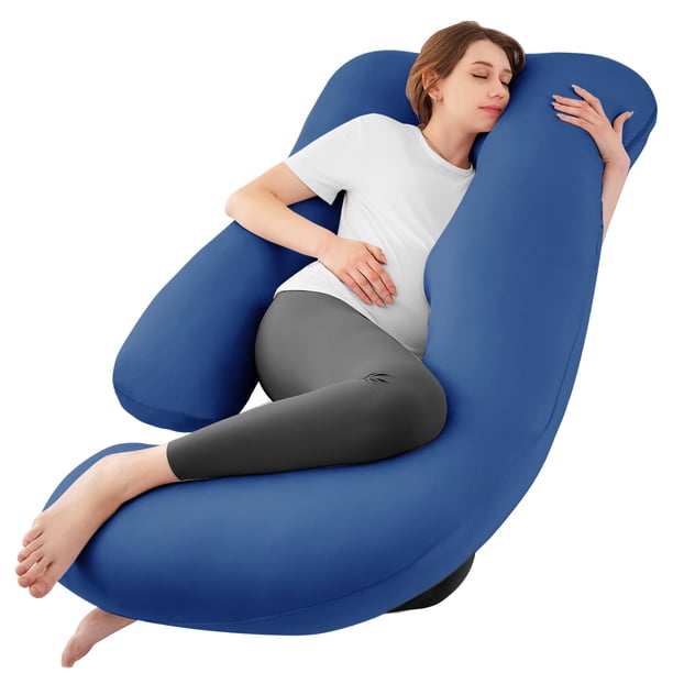 Almohada para Embarazo SASTTIE en Forma de U Refrigerante Azul Marino 145x70 cm