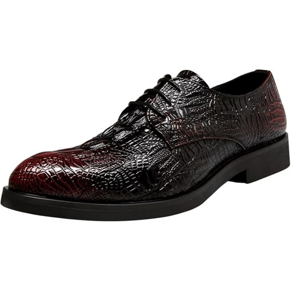 Men's Alligator Print Leather Lace Up Oxford Shoes Classic Modern Formal Dress Shoes Wedding Shoes