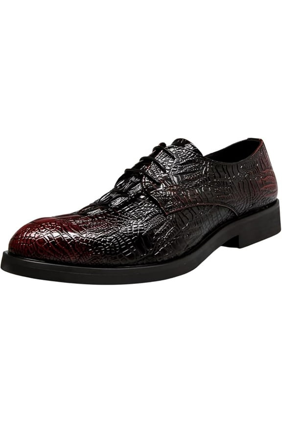 Men's Alligator Print Leather Lace Up Oxford Shoes Classic Modern Formal Dress Shoes Wedding Shoes