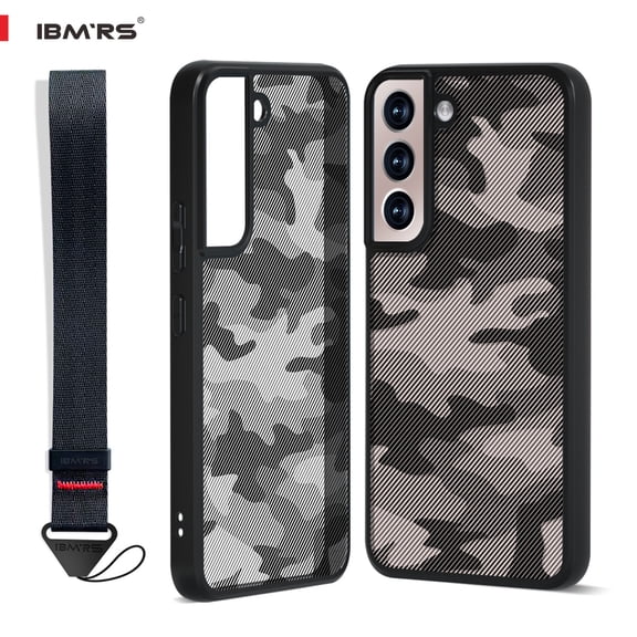 IBMRS For Samsung S22 Case, Clear Shockproof Phone Cover (Camo Black)