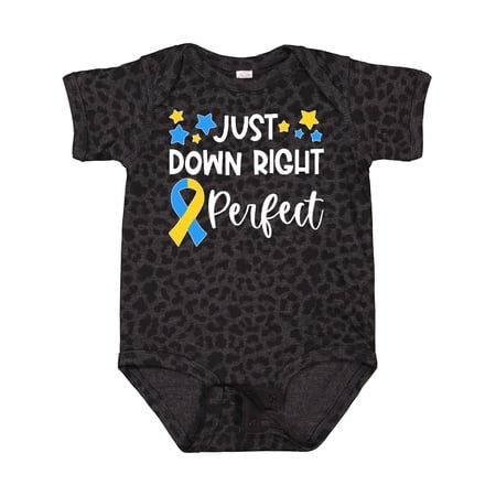 Inktastic Just Down Right Perfect Down Syndrome Awareness Ribbon Boys or Girls Baby Bodysuit