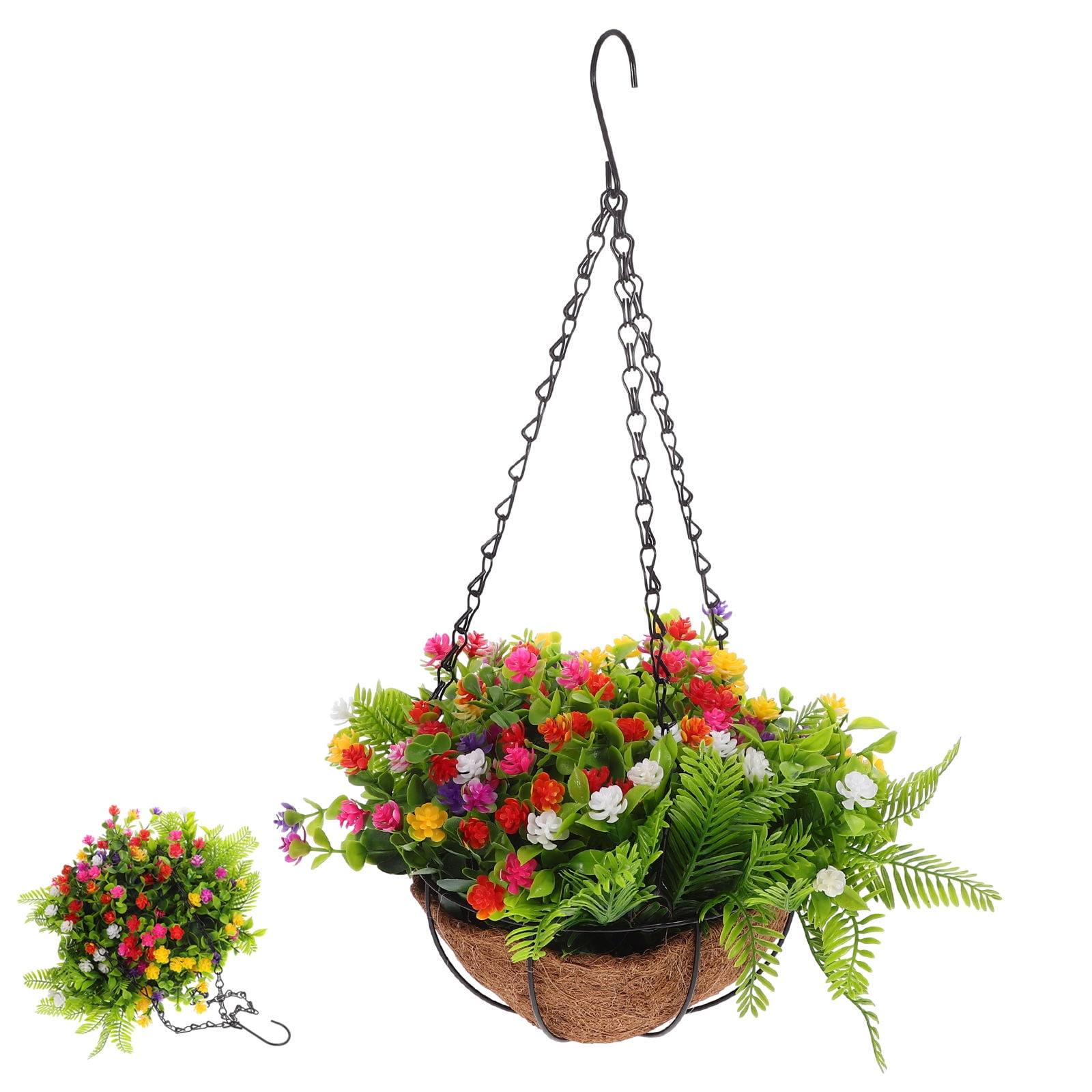 SEWCHICS Hanging Plants Outdoor Hanging Planter With Artificial Flower Multi 1Pack 12X12X8In