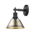 thumbnail image 3 of 3306-BA1 BLK-AB Golden Lighting Orwell - 1 Light Bath Vanity-9.88 Inches Tall and 7.5 Inches Wide-Matte Black Finish-Aged Brass Shade Color, 3 of 3