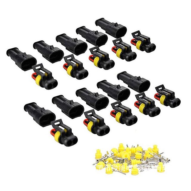 10 kits de conector eléctrico impermeable para automóvil de 2 pines, enchufe impermeable para automóvil, a prueba de polvo, aislado y sellado