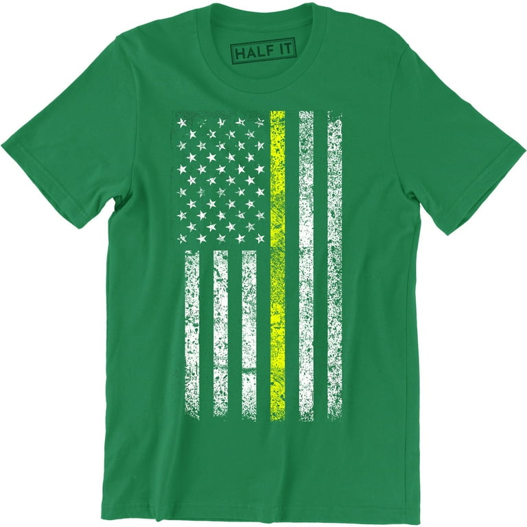 Military Border Patrol Thin Green Line USA Flag Men Patriotic T-Shirt