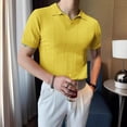thumbnail image 2 of Mens V Neck Polo Shirt Short Sleeve Casual Golf T Shirt Summer Top Classic Fit Breathable Tee Yellow XXL, 2 of 7