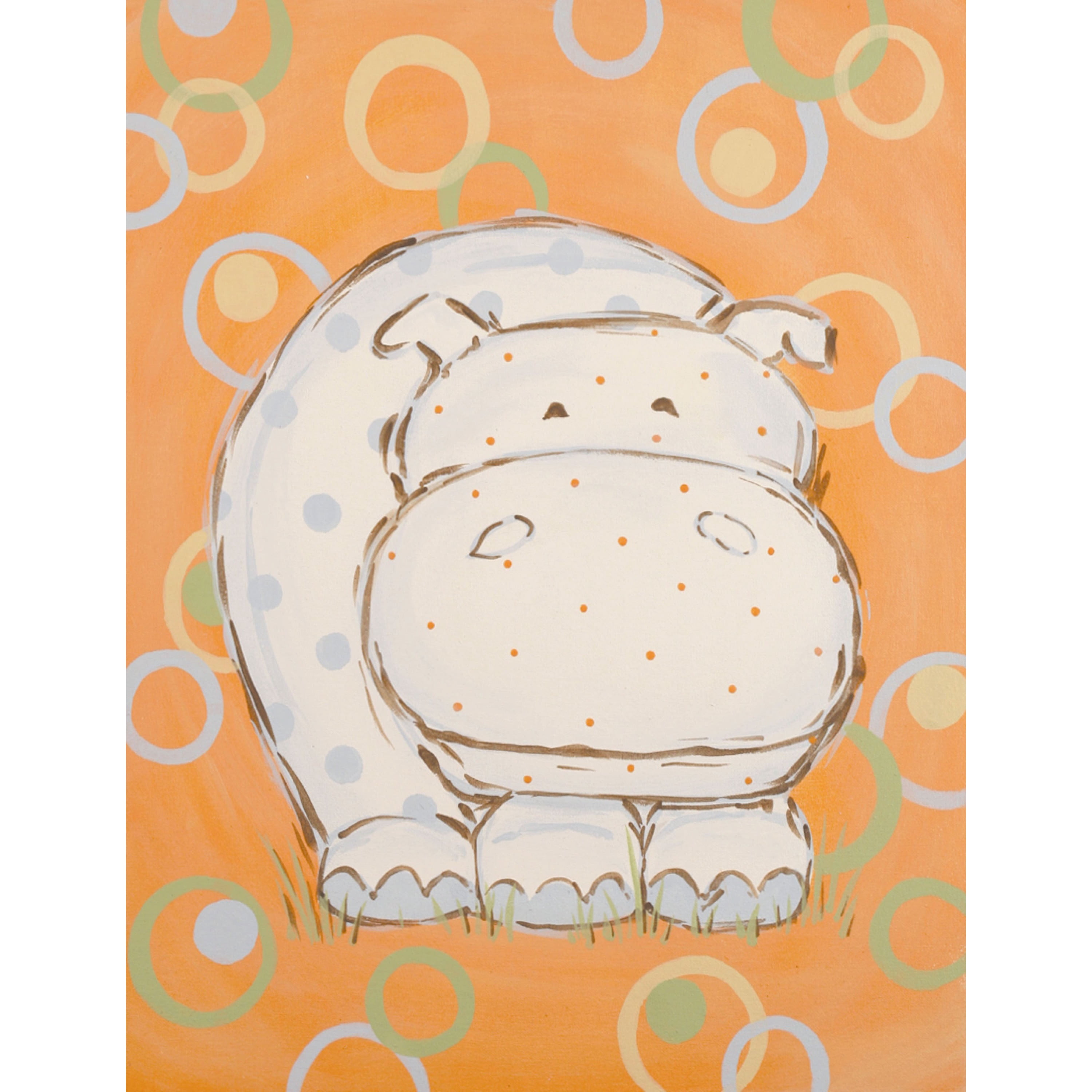 Marmont Hill "Whimsy Hippo" by Reesa Qualia Painting Print on Wrapped Canvas