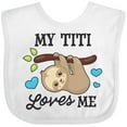 thumbnail image 3 of Inktastic My Titi Loves Me with Sloth and Hearts Boys or Girls Baby Bib, 3 of 4