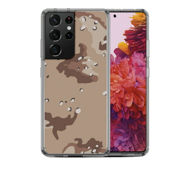 Shockproof Hybrid Bumper Phone Case for Samsung Galaxy S21 Ultra, by OneToughShield ® - Desert Camo