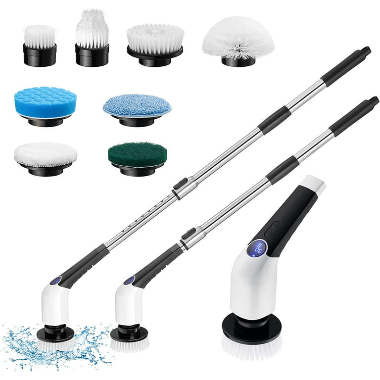 YKYI Electric Spin Scrubber,Cordless Cleaning Brush,Shower Cleaning Brush  with 8 Replaceable Brush Heads, Power Scrubber 3 Adjustable