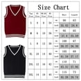 thumbnail image 2 of Women's V Neck Stripe splicing Sweater Vest Uniform Cable Knit Sleeveless Sweater, 2 of 5