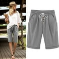 thumbnail image 2 of Women Elastic Waist Shorts Casual Solid Color Shorts Comfy Lightweight Shorts With Pockets, 2 of 2